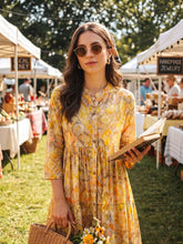 Larqi Women Viscose Rayon Floral Yellow Dress