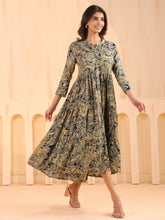 Larqi Women Viscose Rayon Floral Teal Dress