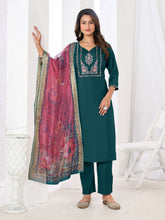 Larqi Women Chanderi Blue 3 Pcs Set