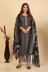 Larqi Women Pure Cotton Black 3 Pcs Set