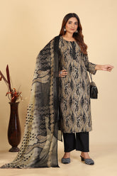 Larqi Women Pure Cotton Grey 3 Pcs Set