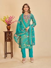 Larqi Women Pure Cotton Turquoise Blue 3 Pcs Set