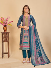Larqi Women Chanderi Blue 3 Pcs Set