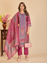 Larqi Women Chanderi Burgundy 3 Pcs Set