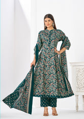 Larqi Women Pure Cotton Navy Blue 3 Pcs Set