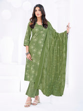 Larqi Women Pure Cotton Green 3 Pcs Set