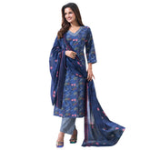Larqi Women Pure Cotton Blue 3 Pcs Set