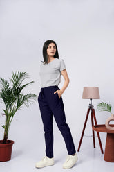 LarQi Navy Blue Stretch Pants