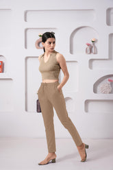 LarQi Light Ecru Stretch Pants