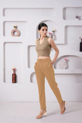 LarQi Beige Stretch Pants
