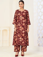 Larqi Women Pure Cotton Maroon Co Ords