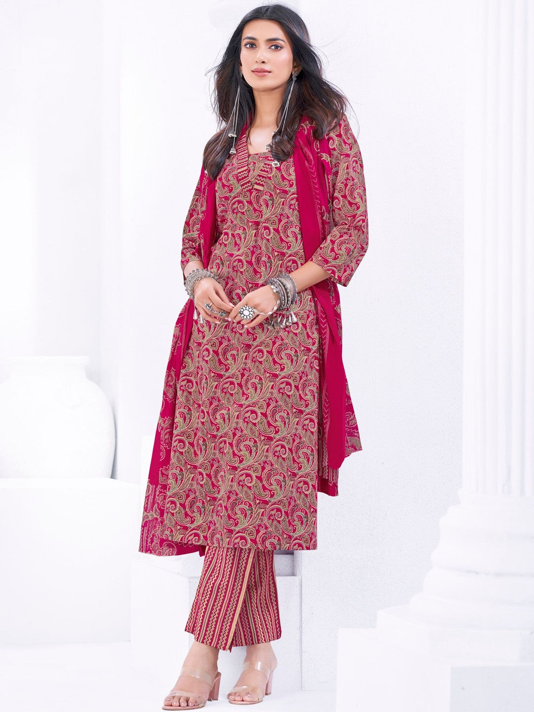 Larqi Women Pure Cotton Pink 3 Pcs Set
