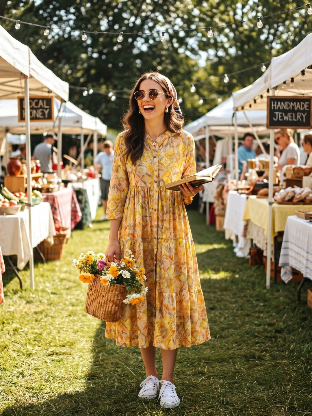 Larqi Women Viscose Rayon Floral Yellow Dress