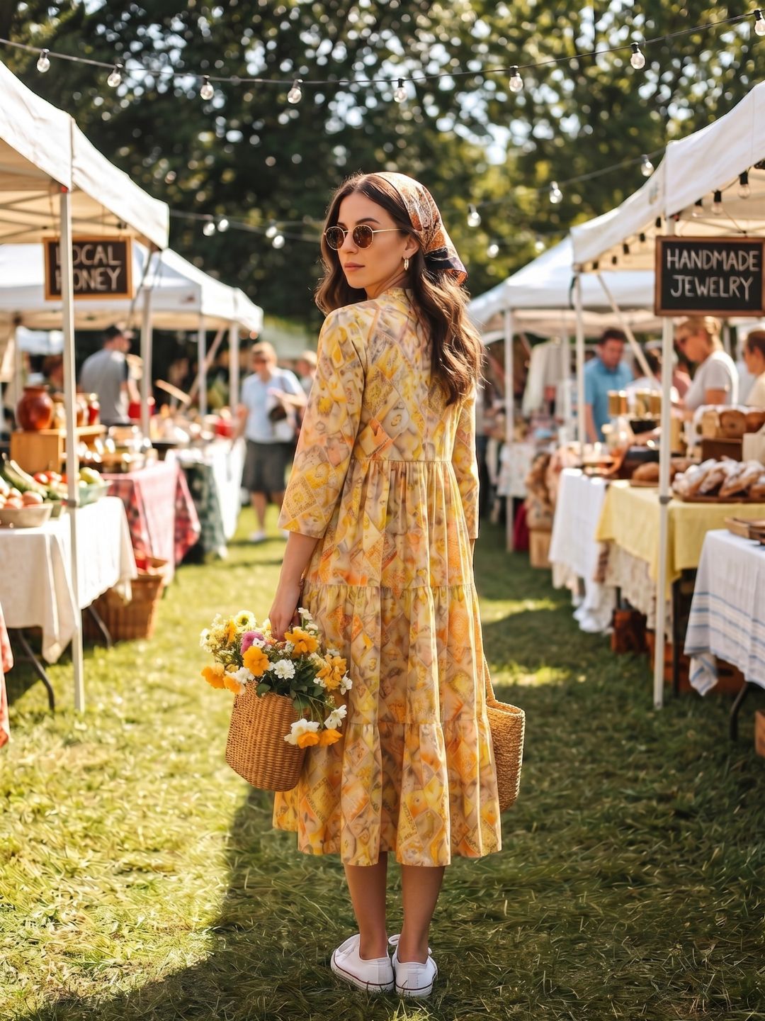 Larqi Women Viscose Rayon Floral Yellow Dress
