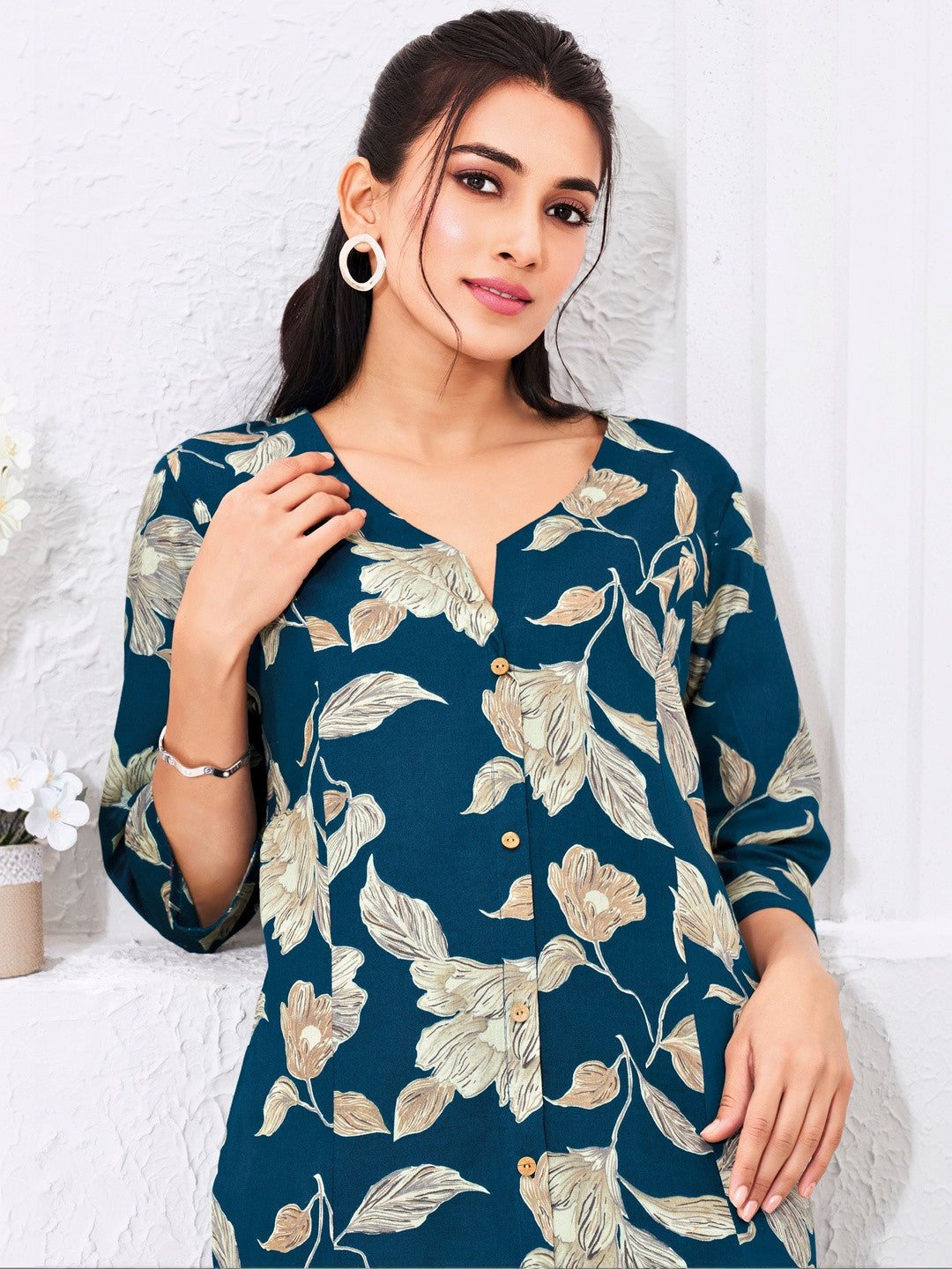 Larqi Women Pure Cotton Blue Co Ords