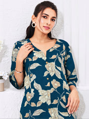 Larqi Women Pure Cotton Blue Co Ords