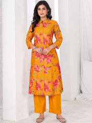 Larqi Women Silk Blend Yellow 3 Pcs Set