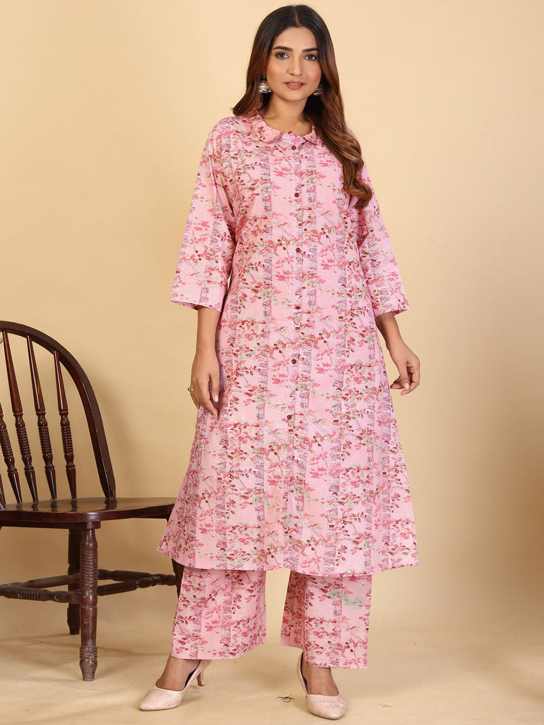 Larqi Women Pure Cotton Pink Co Ords