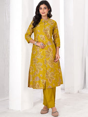 Larqi Women Silk Blend Mustard 3 Pcs Set