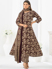 Larqi Women Pure Cotton Brown 3 Pcs Set