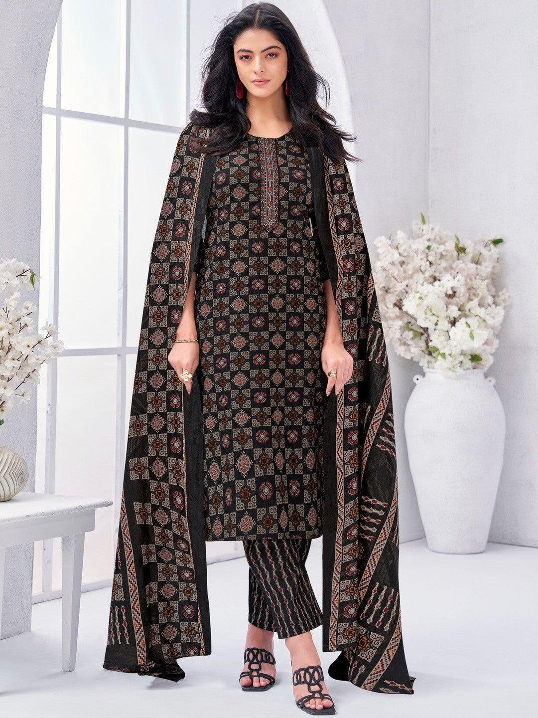 Larqi Women Pure Cotton Black 3 Pcs Set