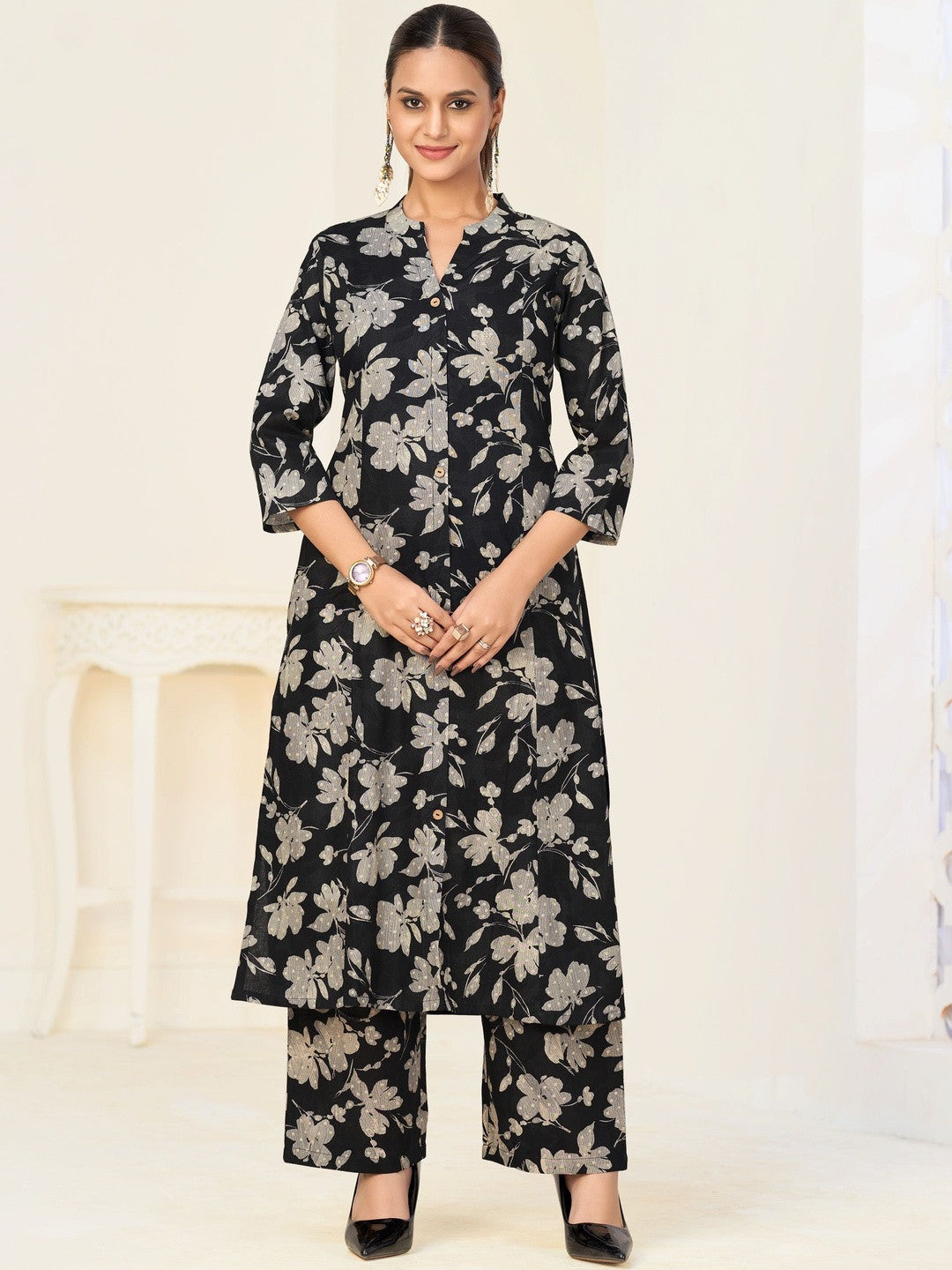 Larqi Women Pure Cotton Black Co Ords