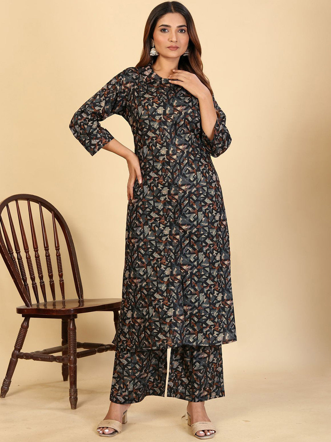 Larqi Women Pure Cotton Black Co Ords