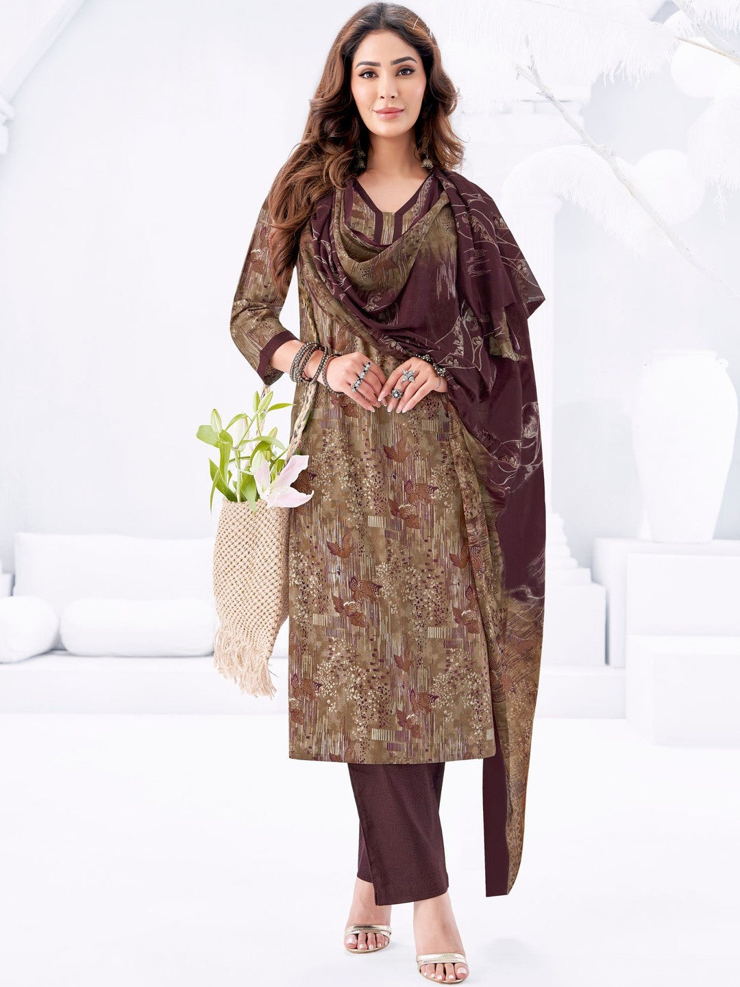 Larqi Women Pure Cotton Beige 3 Pcs Set
