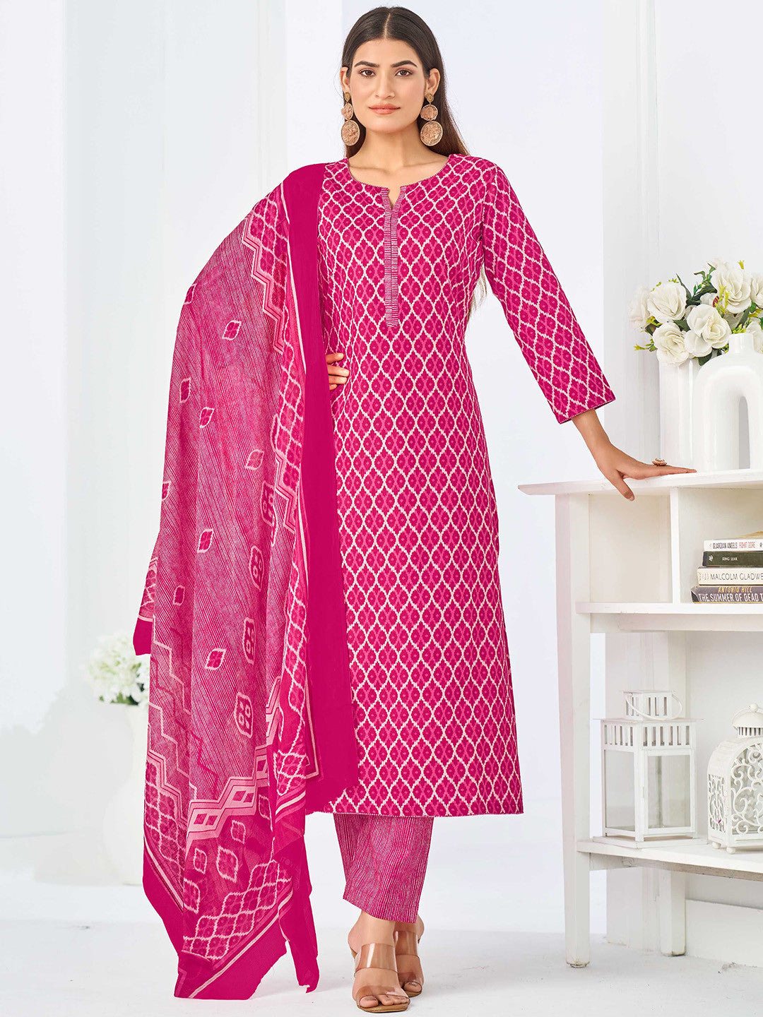Larqi Women Pure Cotton Pink 3 Pcs Set