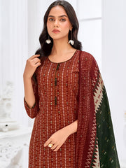Larqi Women Pure Cotton Red 3 Pcs Set