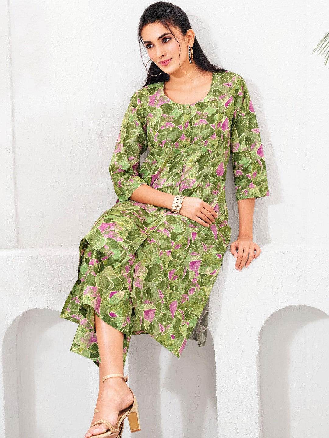 Larqi Women Pure Cotton Green Co Ords