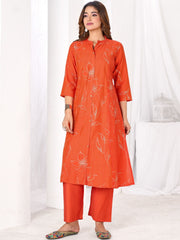 Larqi Women Silk Blend Orange 3 Pcs Set