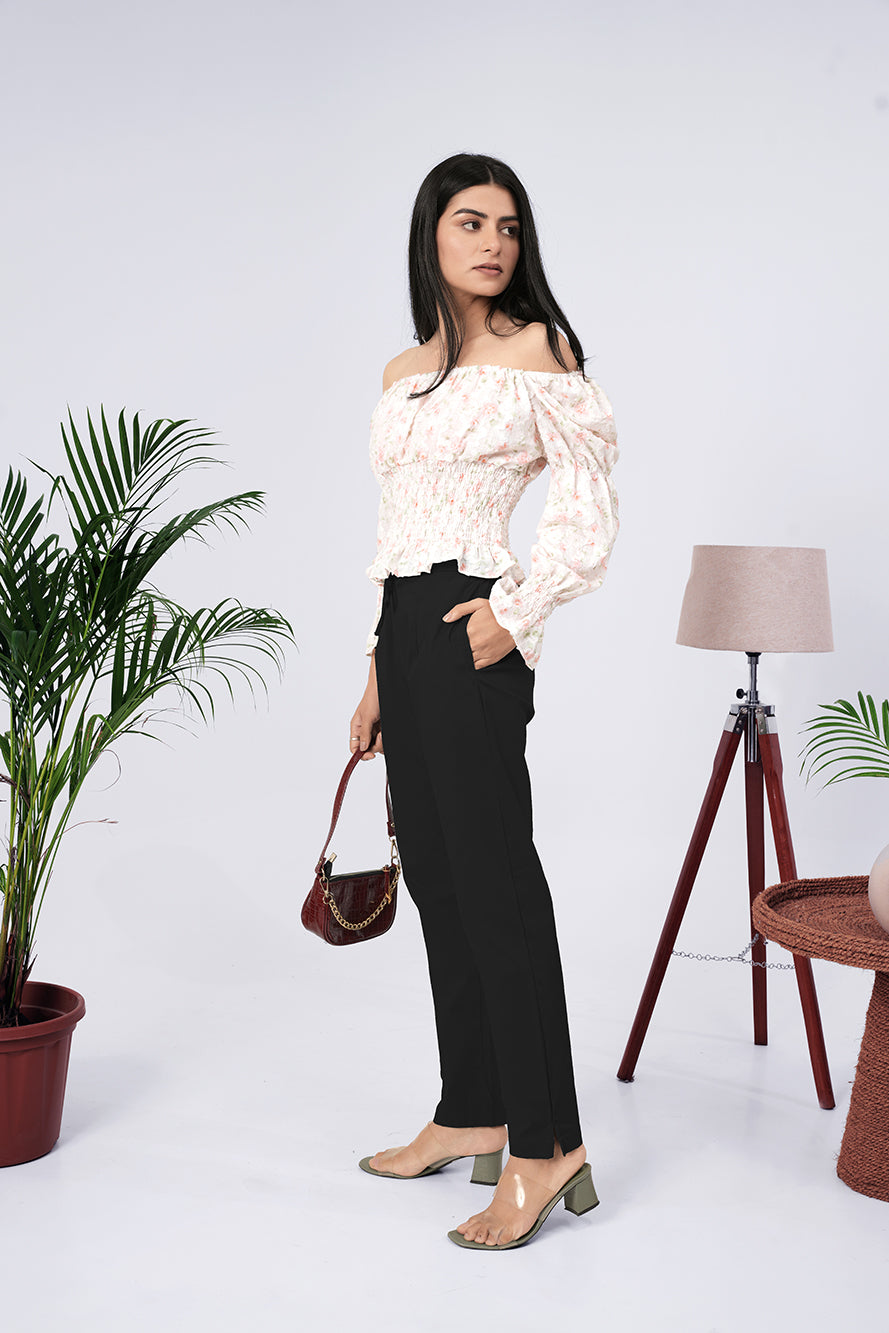 Larqi Women Comfort Regular Fit Mid-Rise Cotton Trousers