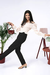 Larqi Women Comfort Regular Fit Mid-Rise Cotton Trousers
