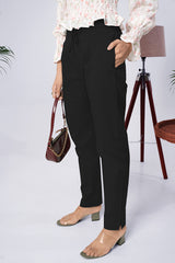 Larqi Women Comfort Regular Fit Mid-Rise Cotton Trousers