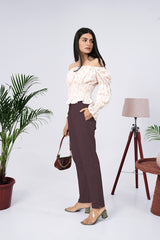 Larqi Women Comfort Regular Fit Mid-Rise Cotton Trousers