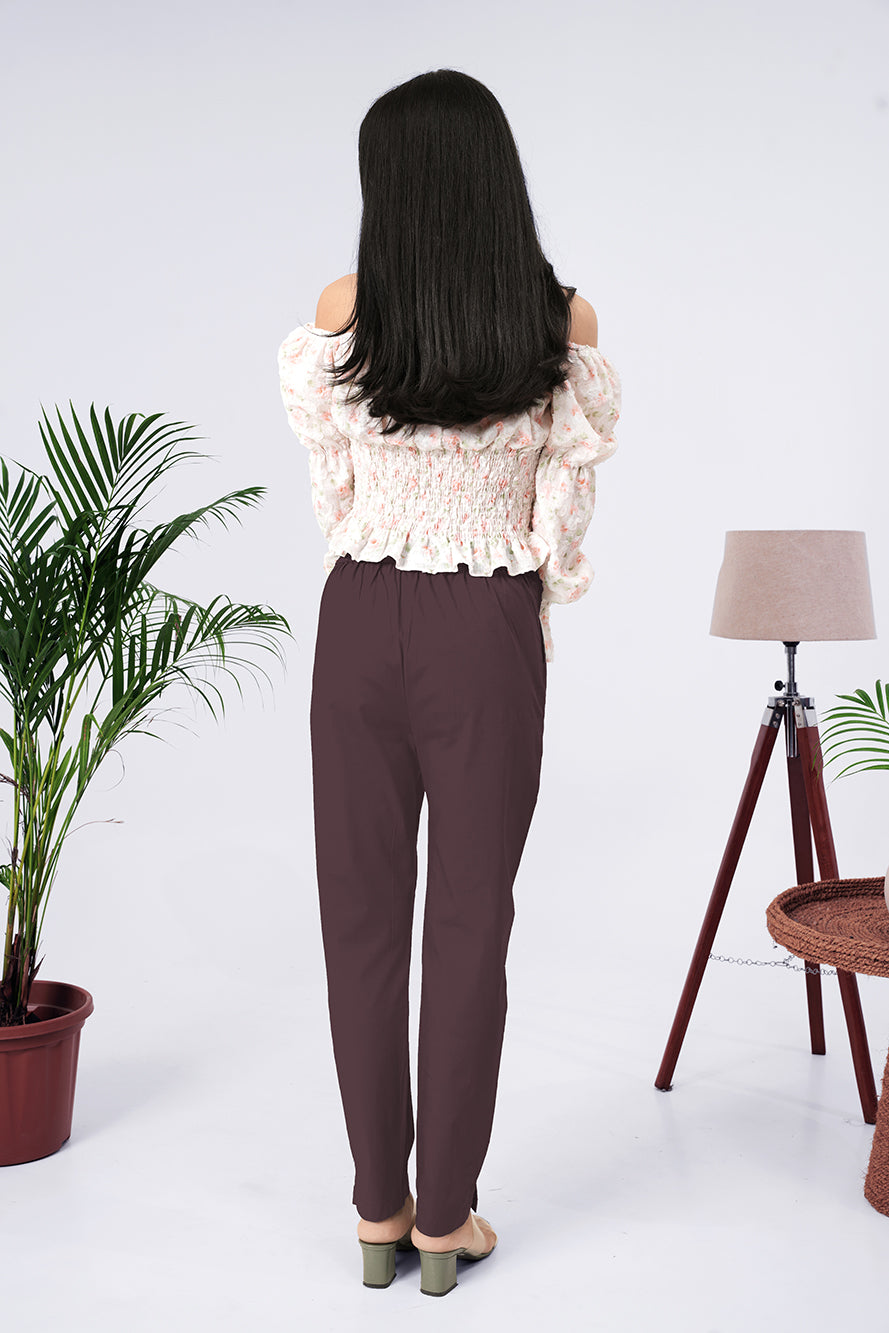 Larqi Women Comfort Regular Fit Mid-Rise Cotton Trousers