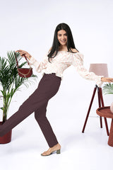 Larqi Women Comfort Regular Fit Mid-Rise Cotton Trousers