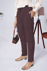 Larqi Women Comfort Regular Fit Mid-Rise Cotton Trousers