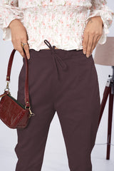 Larqi Women Comfort Regular Fit Mid-Rise Cotton Trousers