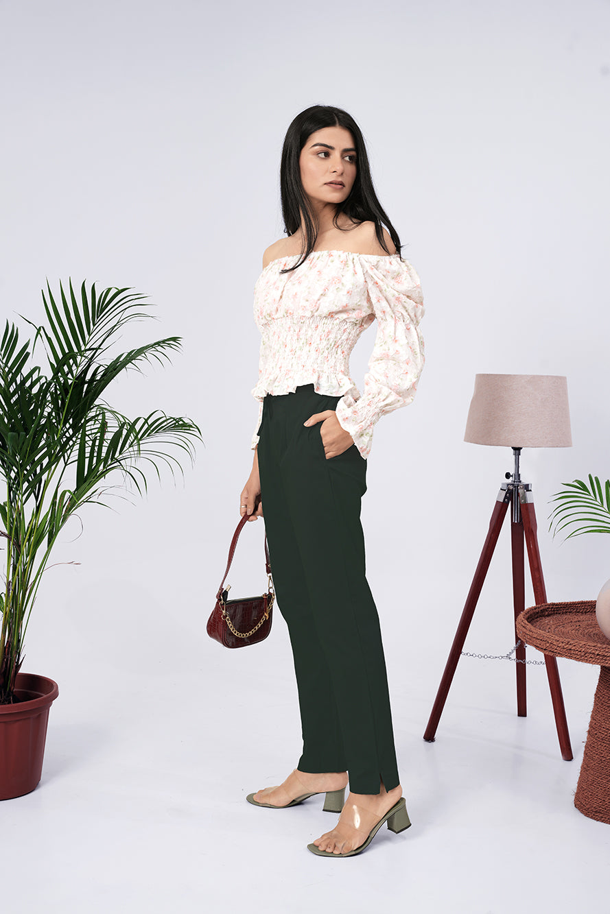 Women Comfort Low-Rise Easy Wash Trousers