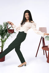 Women Comfort Low-Rise Easy Wash Trousers