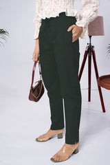 Women Comfort Low-Rise Easy Wash Trousers