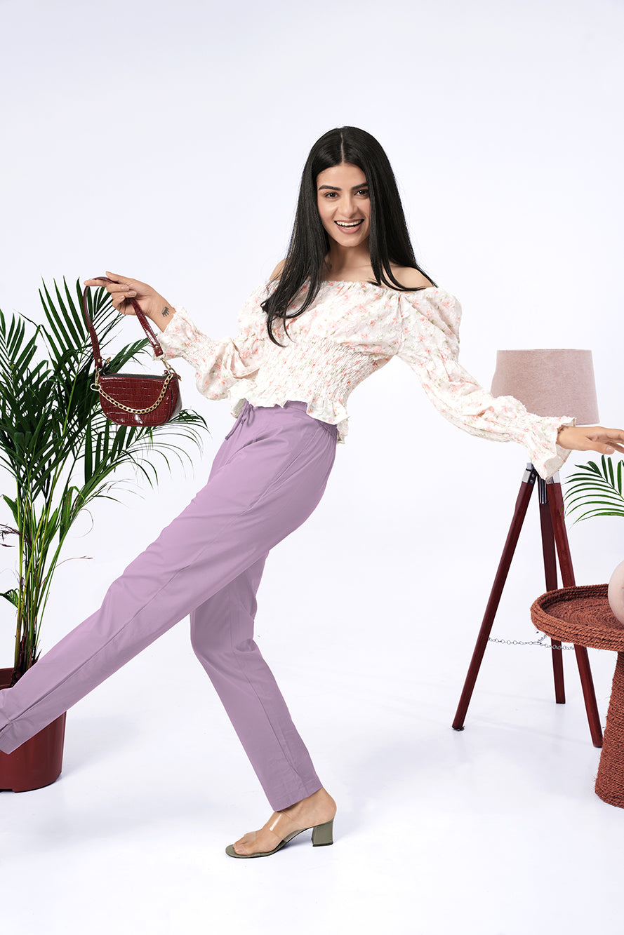 Larqi Women Comfort Slim Fit Mid-Rise Trousers