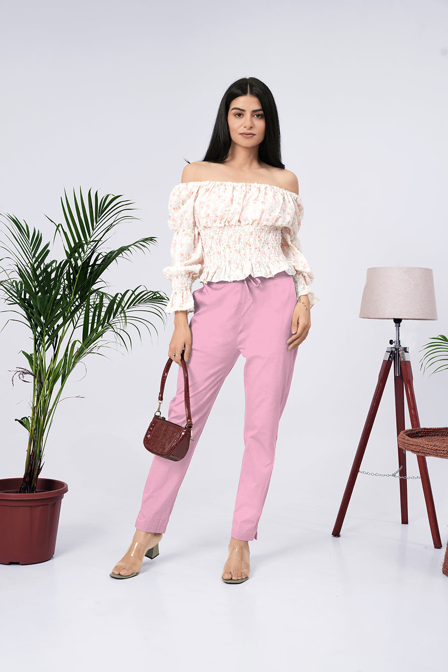 Larqi Women Comfort Mid-Rise Cotton Easy Wash Regular Trousers