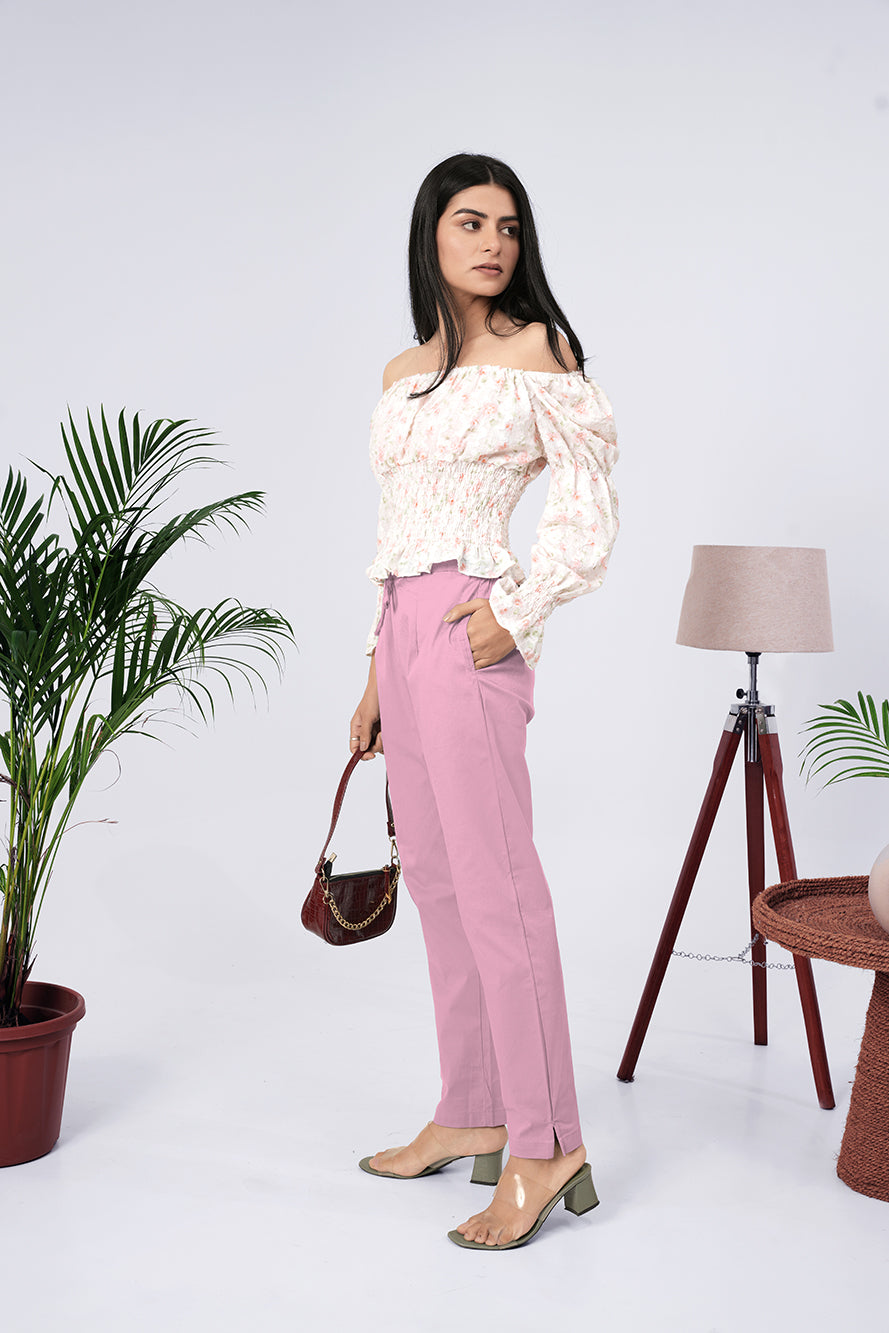 Larqi Women Comfort Mid-Rise Cotton Easy Wash Regular Trousers