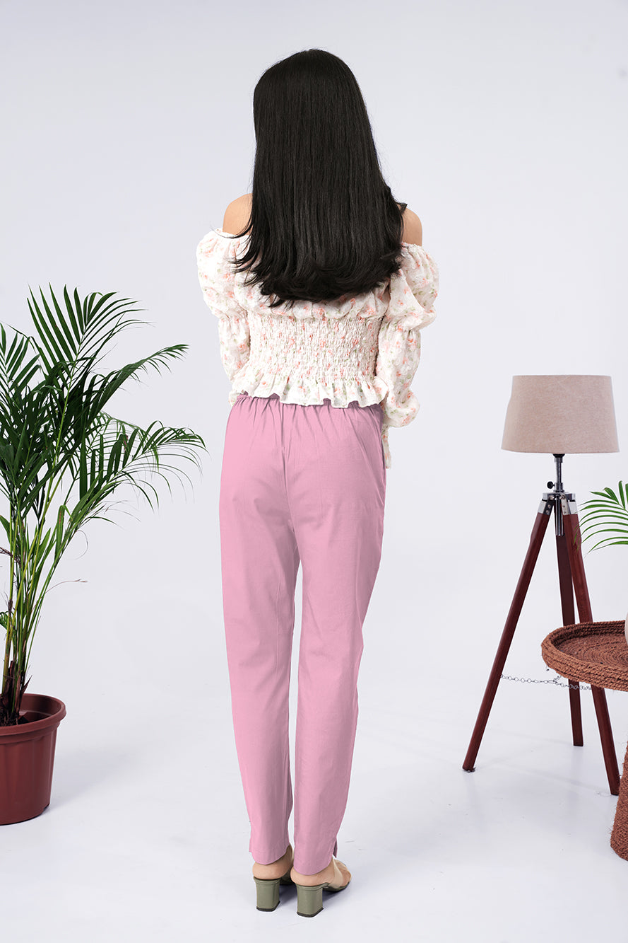 Larqi Women Comfort Mid-Rise Cotton Easy Wash Regular Trousers