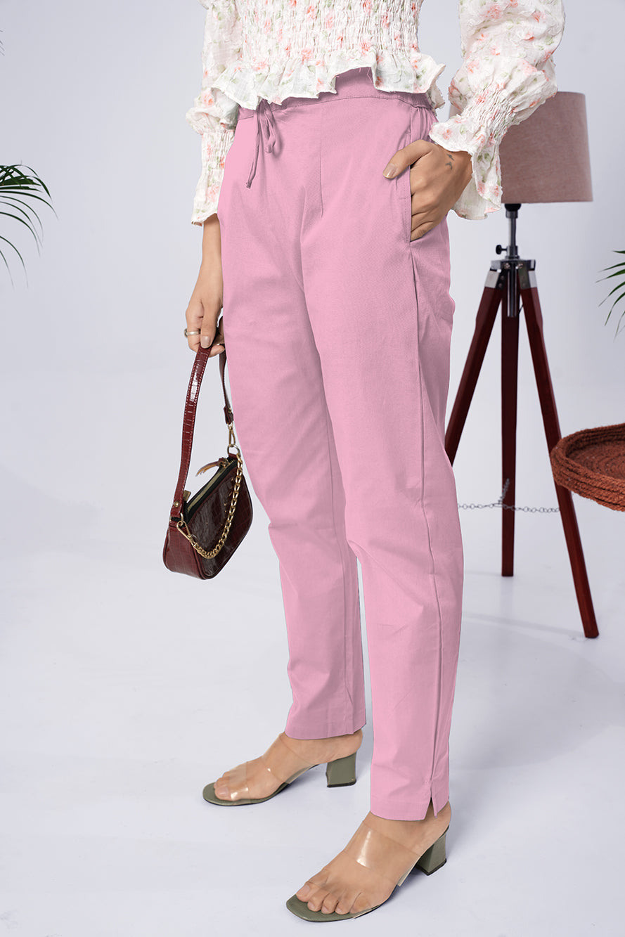 Larqi Women Comfort Mid-Rise Cotton Easy Wash Regular Trousers