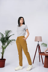 Larqi Women Comfort Low-Rise Easy Wash Cotton Chinos Trousers
