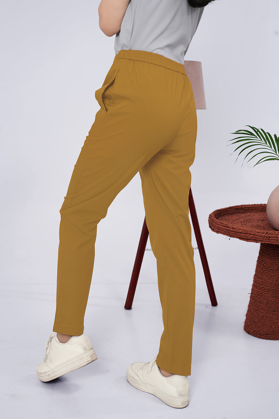 Larqi Women Comfort Low-Rise Easy Wash Cotton Chinos Trousers